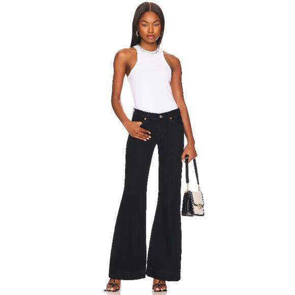 Re/Done Womens 70's Low Rise Bell Bottom Jeans in Black Size 23 - Picture 5 of 14